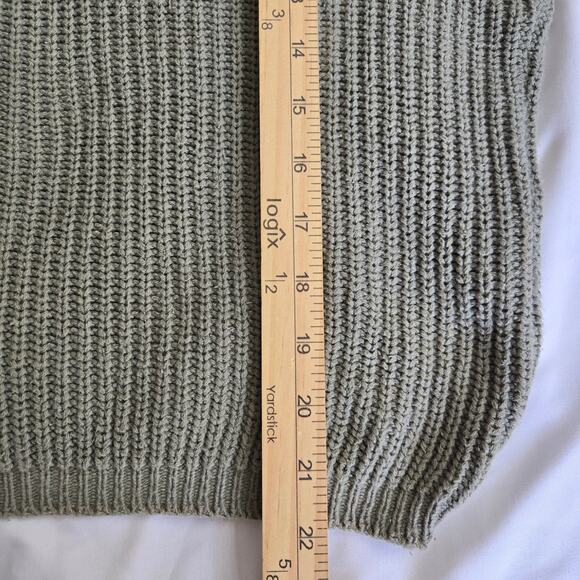 VTG Basic Outlook Womens Sweater Cotton Knit Sage Green Pocket Boxy - Picture 10 of 10